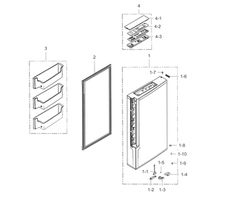 Freezer Door L Diagram and Parts List for RF34H9950S4 AA-0004 Samsung Refrigerator