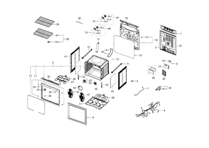 Main Assy Diagram and Parts List for NE595R1ABSR AA-0003 Samsung Range