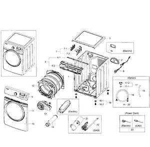 Main Assy Diagram and Parts List for DV431AGP XAA-0002 Samsung Dryer