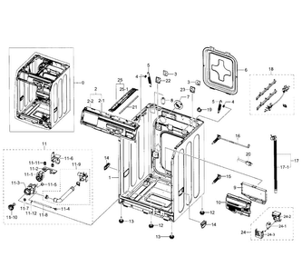 Frame Diagram and Parts List for WF350ANW XAA-0001 Samsung Washer