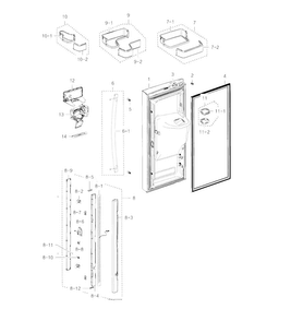 Fridge Door L Diagram and Parts List for RFG237AAWP XAA-0003 Samsung Refrigerator