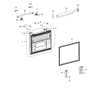 Freezer Door Diagram and Parts List for RFG237AAWP XAA-0003 Samsung Refrigerator