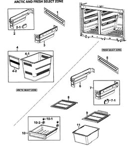 Baskets Assy Diagram and Parts List for RM257ABBP XAA-0000 Samsung Refrigerator