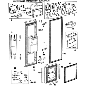 Left Doors Diagram and Parts List for RM257ABBP XAA-00 Samsung Refrigerator