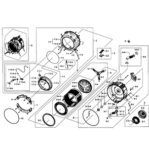 Tub / Drum Assembly Diagram and Parts List for WF405ATPAWR AA-01 Samsung Washer