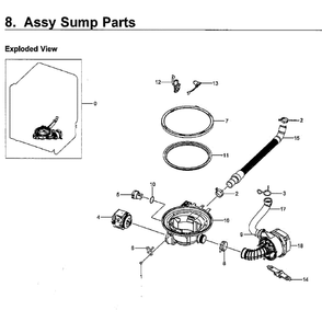 Pump Diagram and Parts List for DW80M9960US AA-0000 Samsung Dishwasher