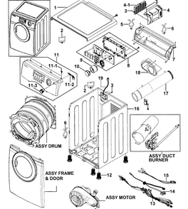 Main Assy Diagram and Parts List for DV317AGS XAA-0000 Samsung Dryer