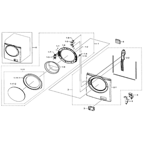 Frame Front And Door Diagram and Parts List for WF330ANB XAA-02 Samsung Washer