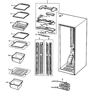 Refrigerator Diagram and Parts List for RS2630ASH XAA Samsung Refrigerator