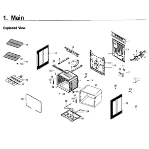 Main Assembly Diagram and Parts List for NE59K3310SB AA-0000 Samsung Range