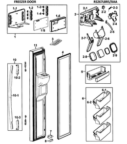 Left Door Diagram and Parts List for RS267LBRS XAA-0000 Samsung Refrigerator