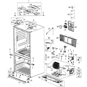 Cabinet Diagram and Parts List for RF266AZBP XAA-00 Samsung Refrigerator