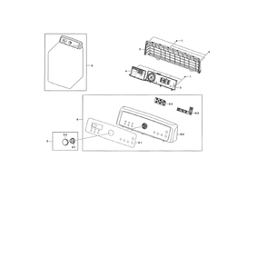 Control Panel Diagram and Parts List for DV476GTHASU A1-0001 Samsung Dryer
