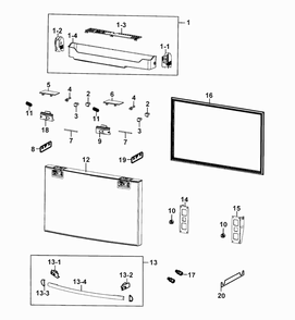 Freezer Door Diagram and Parts List for RF4287HARS XAA-0002 Samsung Refrigerator
