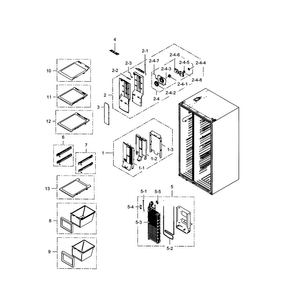 Freezer Diagram and Parts List for RS25H5121WW AA-0000 Samsung Refrigerator