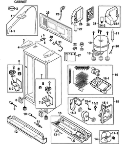 Cabinet Diagram and Parts List for RS265LASH XAA-0000 Samsung Refrigerator