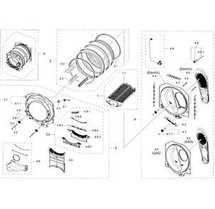 Drum Diagram and Parts List for DV50K7500EV A3-0000 Samsung Dryer