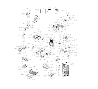 Fridge Diagram and Parts List for RFG237AAWP XAA-0003 Samsung Refrigerator