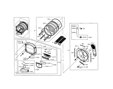 Drum Diagram and Parts List for DV5471AGP XAA-0002 Samsung Dryer