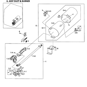 Heater Assembly Diagram and Parts List for DV448AGW XAA-01 Samsung Dryer