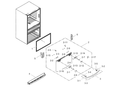 Freezer Door Diagram and Parts List for RF28HMELBSR AA-0003 Samsung Refrigerator