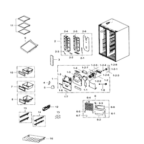 Fridge Diagram and Parts List for RS265TDRS XAA-01 Samsung Refrigerator