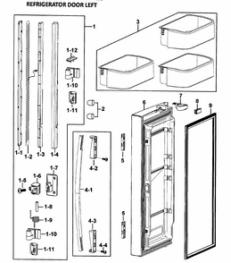 Left Door Diagram and Parts List for RF265ABPN XAA-0000 Samsung Refrigerator