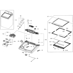 Top Cover Diagram and Parts List for WA45H7000AP A2-0000 Samsung Washer