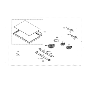 Cooktop Diagram and Parts List for NE59N6650SG AA-00 Samsung Range