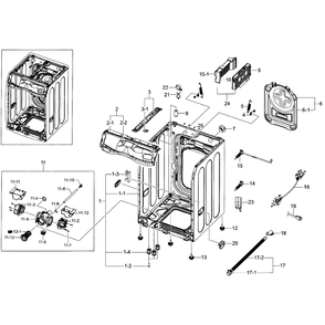 Frame And Cover Diagram and Parts List for WF42H5400AF A2-0000 Samsung Washer
