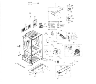 Cabinet Diagram and Parts List for RF263BEAESP AA-0002 Samsung Refrigerator