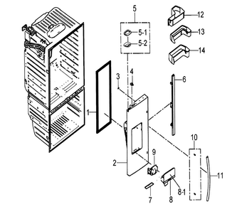 Left Door Diagram and Parts List for RFG29PHDWP XAA Samsung Refrigerator