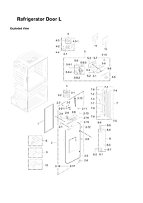 Left Refrigerator Door Parts Diagram and Parts List for RF28JBEDBSG AA-08 Samsung Refrigerator