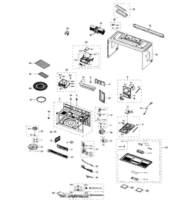 Main Assy Diagram and Parts List for ME20H705MSW AA-0001 Samsung Microwave