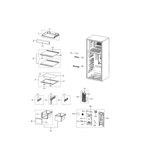 Fridge Compartment Diagram and Parts List for RT21M6213SR AA-01 Samsung Refrigerator