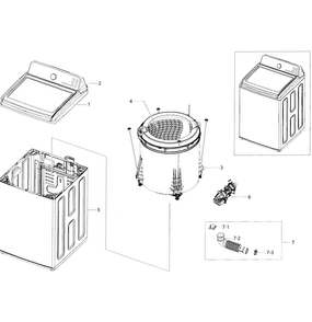 Main Section Diagram and Parts List for WA48J7770AP A2-0001 Samsung Washer