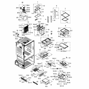 Fridge Diagram and Parts List for RF263TEAEWW AA-0001 Samsung Refrigerator