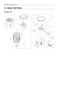 Tub Assembly Diagram and Parts List for WA45M3100AW A4-00 Samsung Washer
