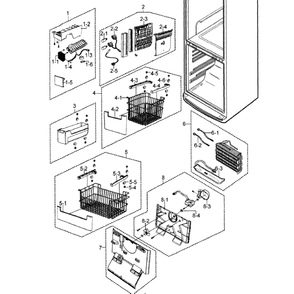 Freezer Assembly Diagram and Parts List for RB215LABP XAA-0000 Samsung Refrigerator