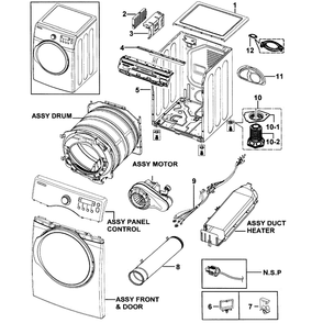 Main Assembly Diagram and Parts List for DV331AER XAA-0000 Samsung Dryer