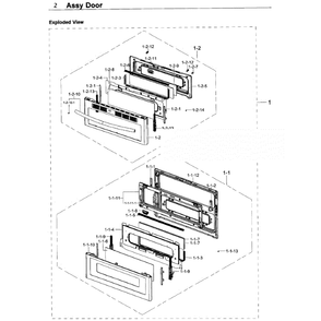 Door Diagram and Parts List for NE58K9850WS AA-0000 Samsung Range