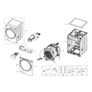 Main Assembly Diagram and Parts List for WF435ATGJRA A2-0000 Samsung Washer