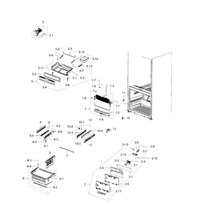 Freezer Diagram and Parts List for RFG293HARS XAA-0002 Samsung Refrigerator
