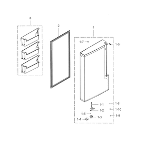 Freezer Door L Diagram and Parts List for RF34H9950S4 (AA)(0002) Samsung Refrigerator