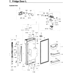 Fridge Door L Diagram and Parts List for RF22K9581SG AA-01 Samsung Refrigerator