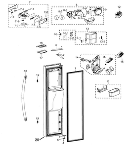 Freezer Door Diagram and Parts List for RSG257AAWP XAA Samsung Refrigerator