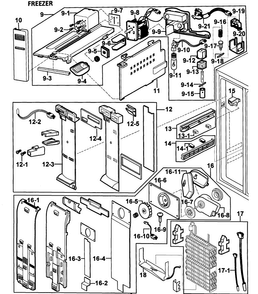 Freezer Diagram and Parts List for RS2578SH XAA-0000 Samsung Refrigerator