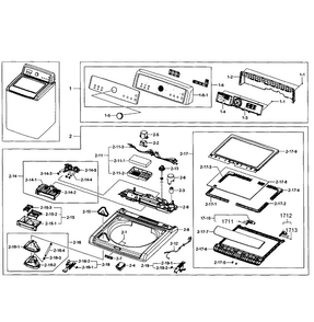 Top Cover Assy Diagram and Parts List for WA484DSHASU A1-0001 Samsung Washer