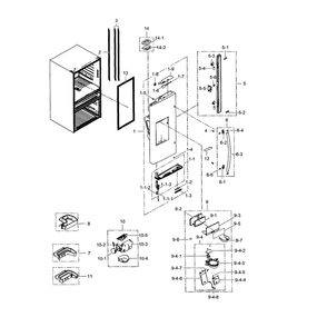 Refrigerator Door L Diagram and Parts List for RF24FSEDBSR AA-01 Samsung Refrigerator