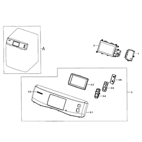 Control Panel Diagram and Parts List for DV457GVGSWR AA-02 Samsung Dryer